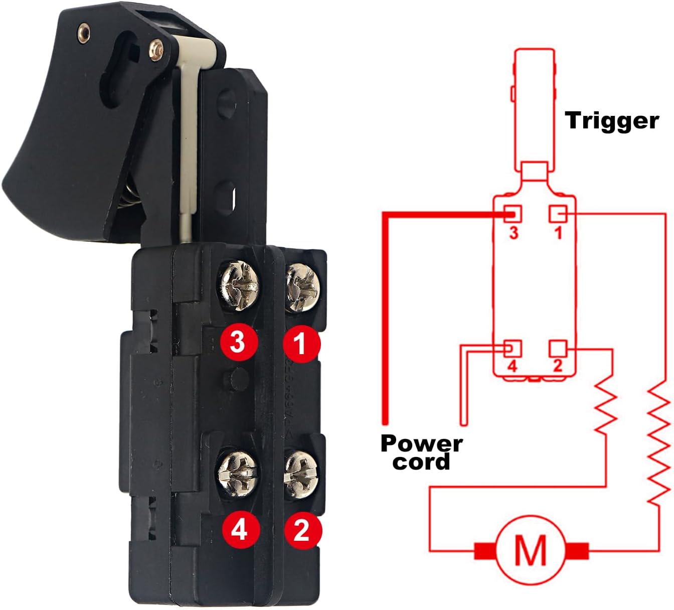 Electric SW77 Aftermarket Trigger Type 20 Amp Trigger On-Off Switch Compatible with Skil Saw Switch for HD77 and HD77M Replaces Skil 2610321608, Ryobi & Ridgid 760245002
