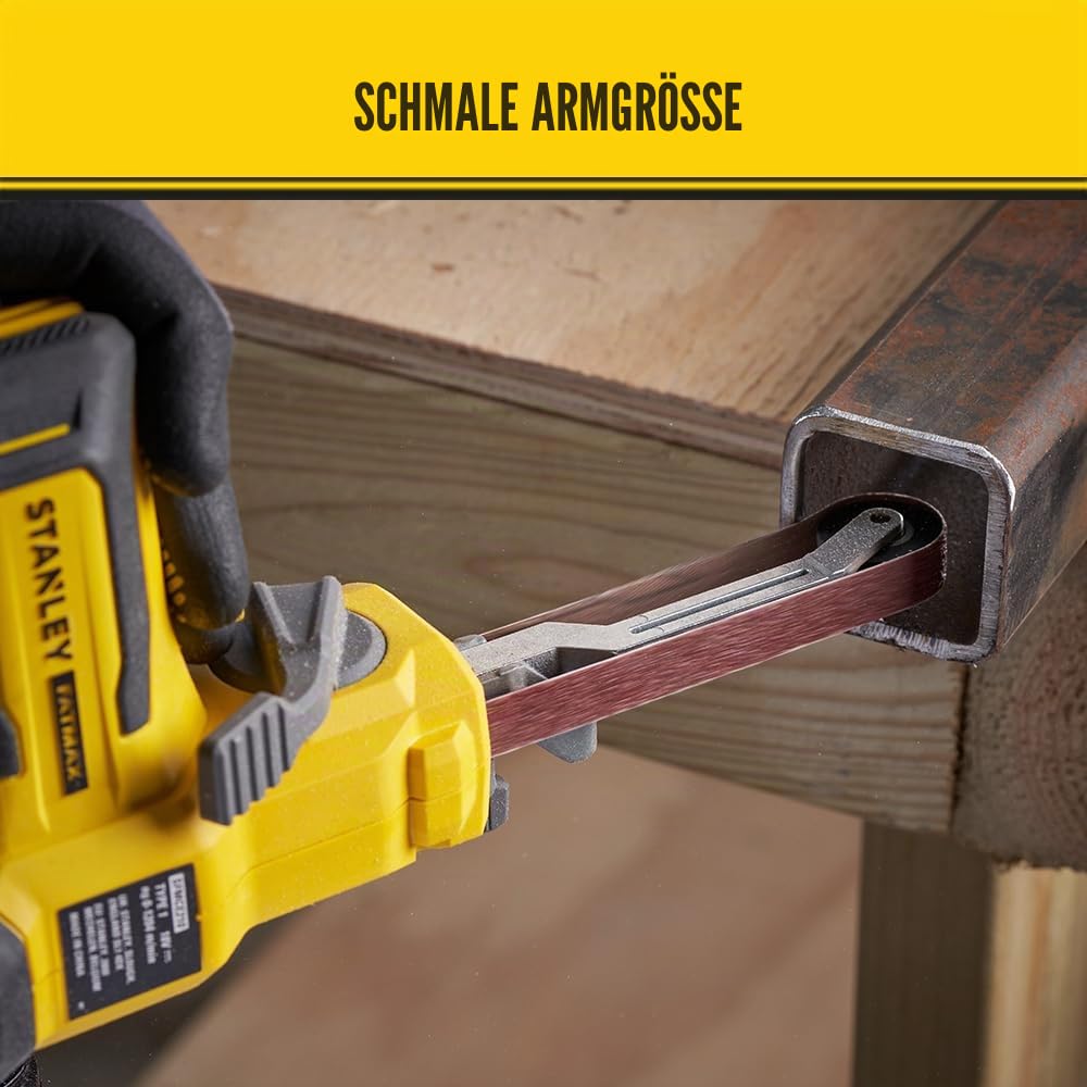 STANLEY FATMAX 18V V20 Akku-Bandfeile (Power-Feile mit variabler Drehzahl, ideal zum Feilen, Entrosten, Entgraten und Schleifen, Lieferung ohne Akku und Ladegerät) SFMCE210B-XJ