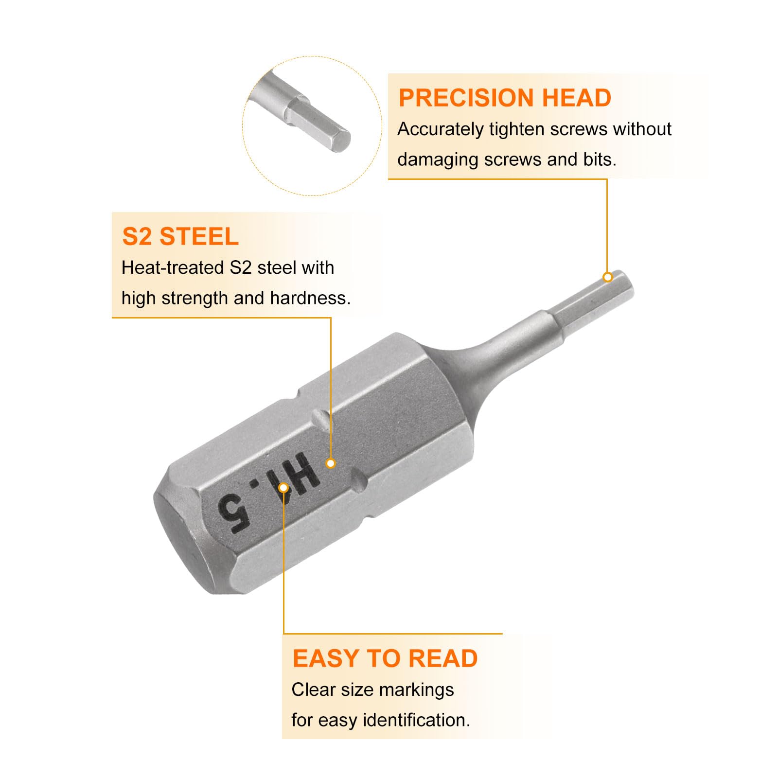Sourcing Map 10pcs H4.0 Hex Screwdriver Bit 1/4" Hex Shank 25mm/1