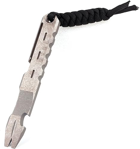 Miniatura 1 de Hamans Barra de palanca EDC de titanio con función de abridor de botellas con clip de bolsillo, herramienta EDC (gris)