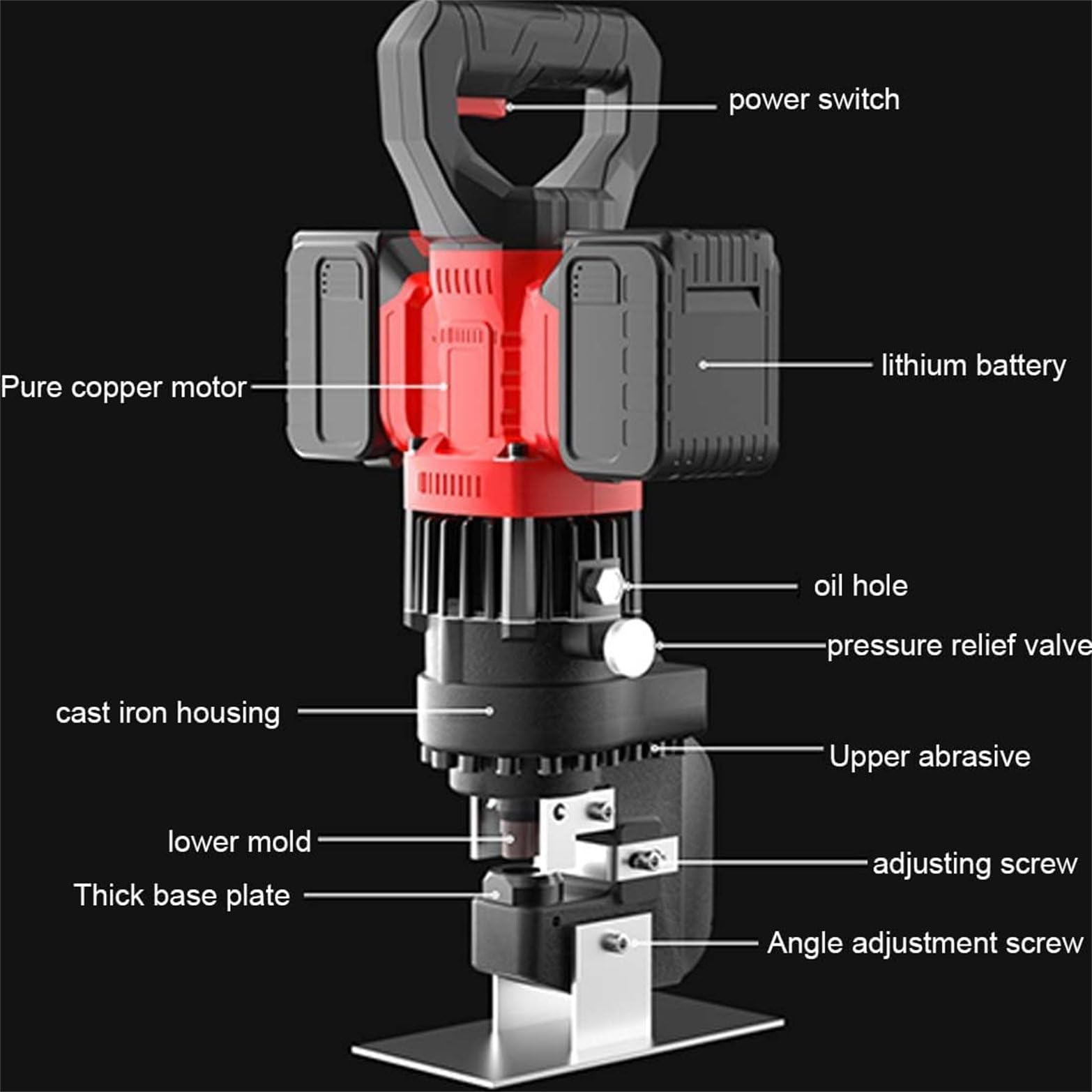 Elektryczna Dziurkarka Hydrauliczna 1500 W, Dziurkarka Do Metalu Z 5 Matrycami/Matrycami, średnica 6,5-20,5 Mm, Do Dziurkowania W Stali, żelazie, Aluminium I Miedzi