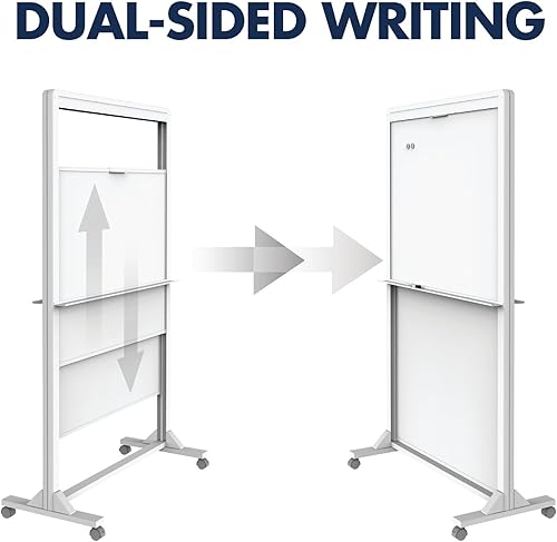 Miniatura 4 de Quartet Caballete de borrado en seco, magnético, 40 x 68 pulgadas, movimiento de doble pista, móvil, marco de aluminio (ECM4068DT)