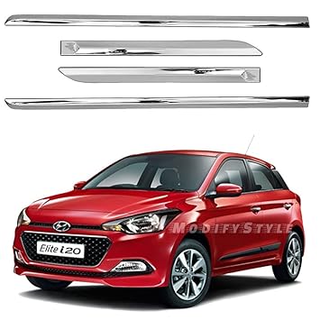 ModifyStyle Side Beading/Side Cladding/Door Garnish/Door Protector Chrome Suitable for Hyundai Elite i20 (2014 to 2017) Type 1 (Set of 4pcs)