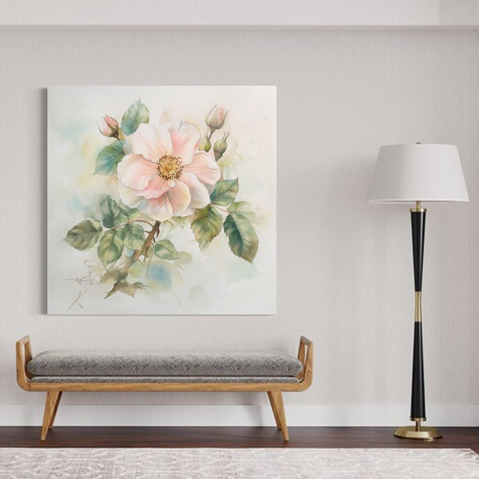 Amazon.com: Wild Rose in Bloom Canvas Painting Wall Art