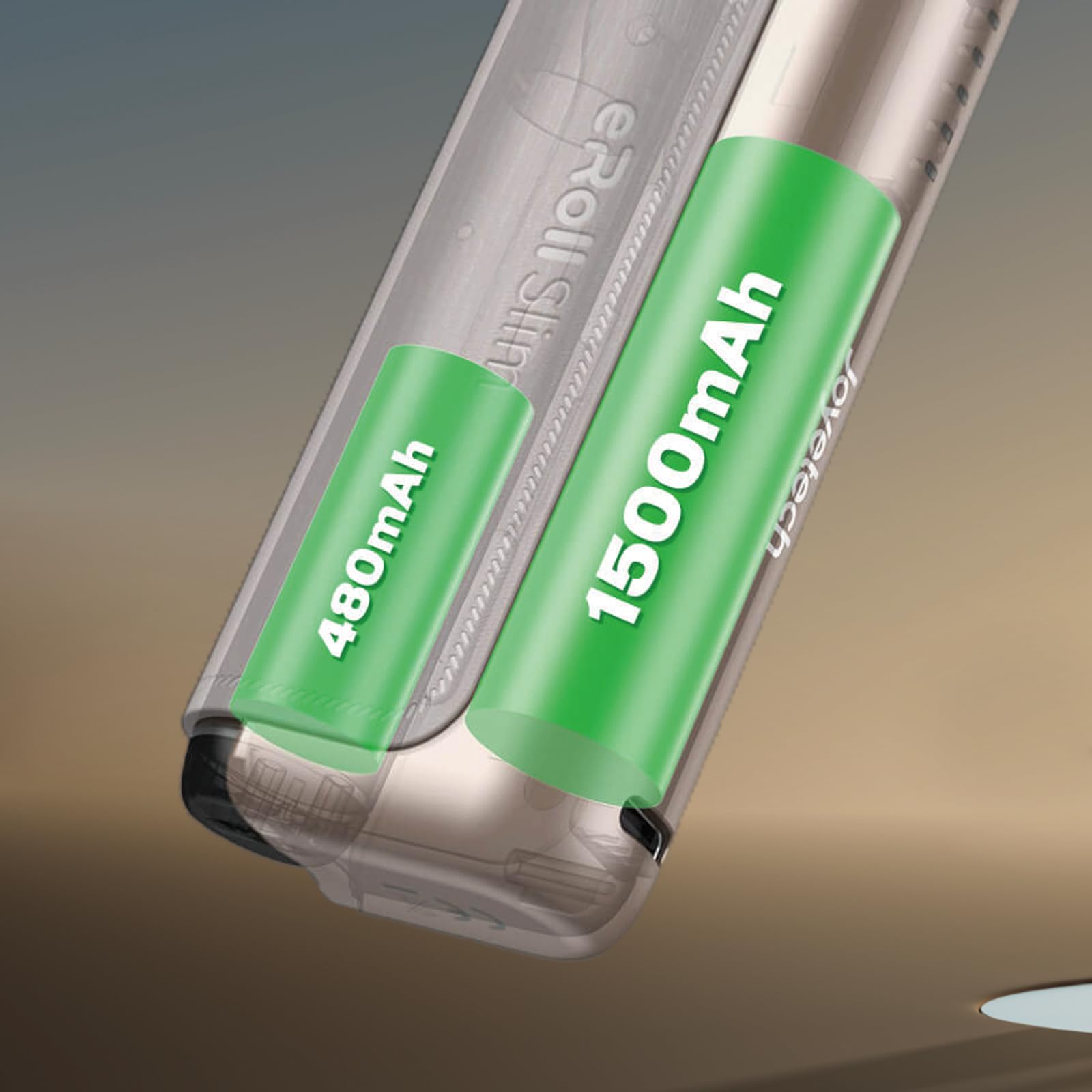 JOYETECH Eroll Slim Vape Kits 1500mAh + 480mAh großer Akku Box + 3pcs Cartridges 2ml USB-C Wechsel Pod System ohne Nikotin Gunmetal Grau