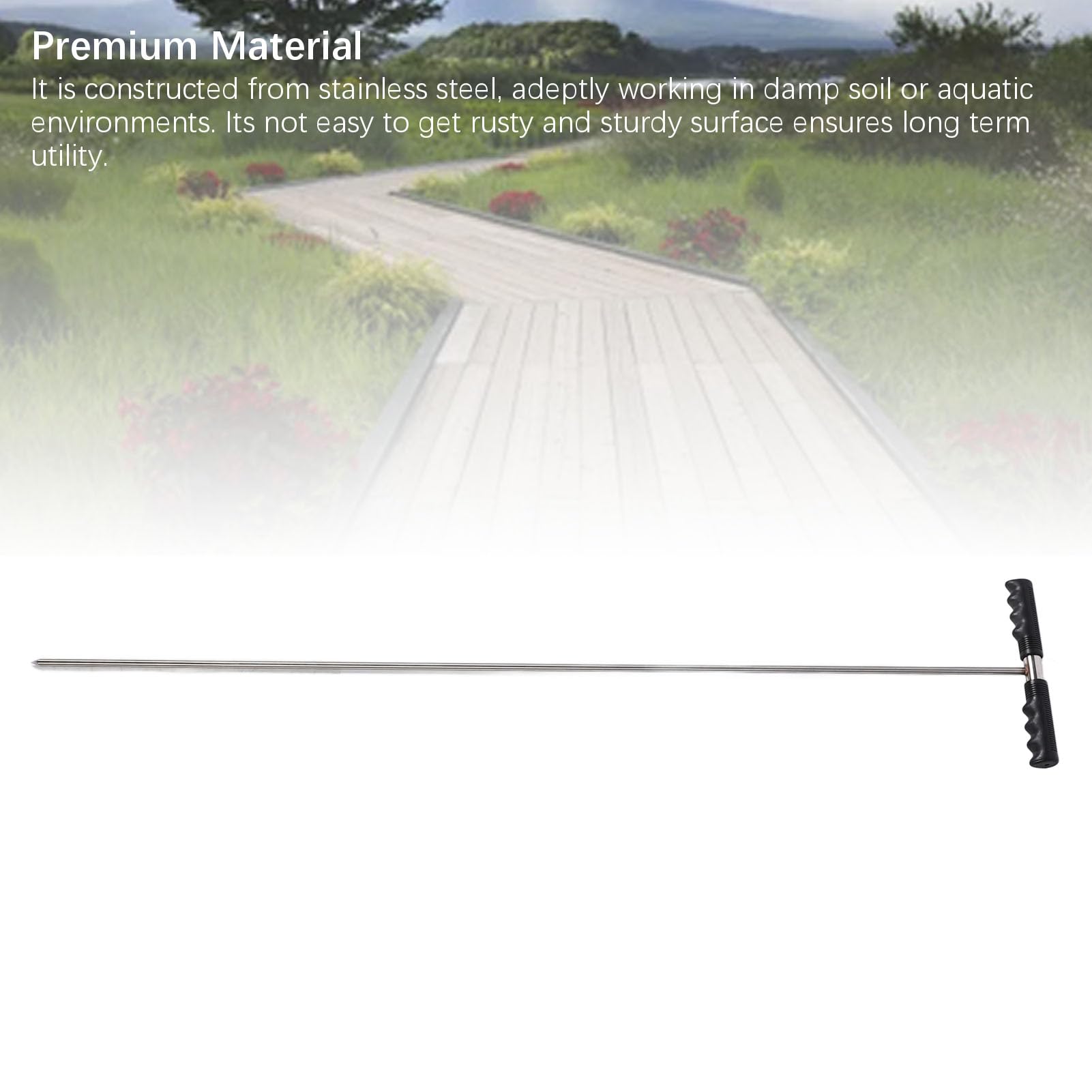 Generic Tale de Sonde de Sol, Sonde de Sol en Acier Inoxydable 32 à 48 Pouces Bielle de Sonde de Sol Réglable pour Localiser Les Tuyaux Souterrains, Conduites d'eau, Compactage