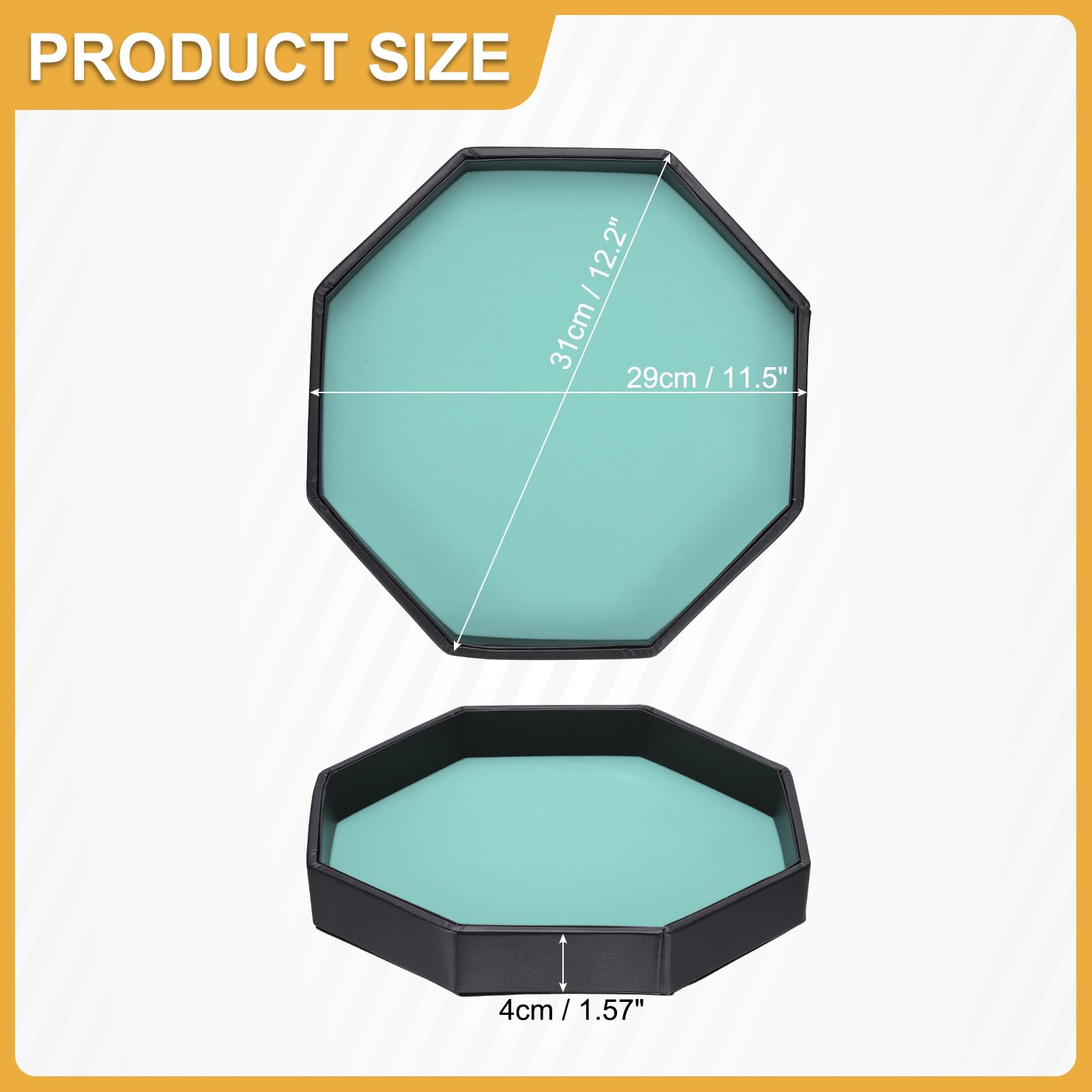 Bandeja para enrollar dados – [12.2 x 11.4 pulgadas] Cuero sintético forrado de terciopelo octogonal soporte para dados de reducción de ruido para juegos de mesa, juegos de mesa, azul