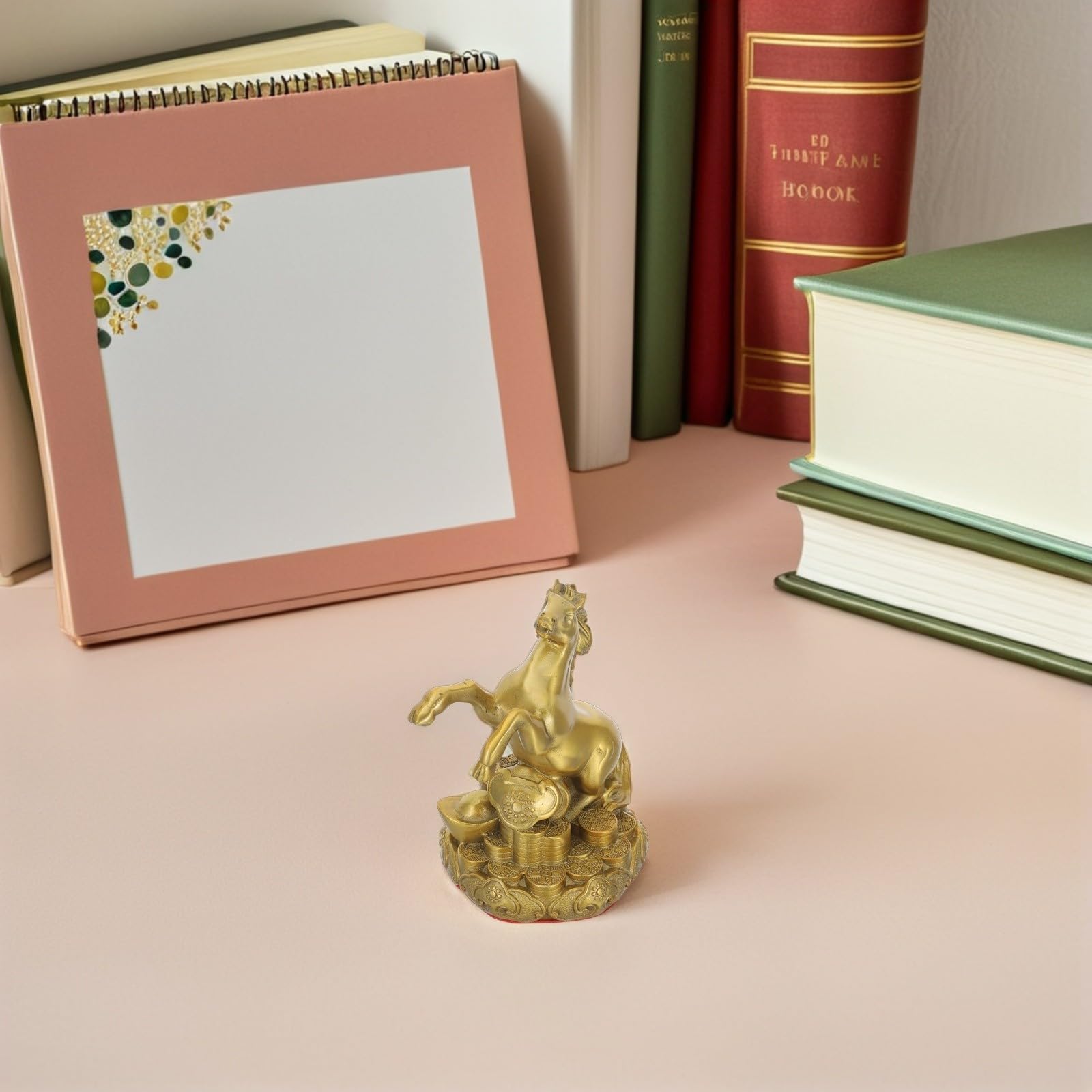 GLEAVI Stehende Pferdestatue aus Messing, Chinesische Glücksfigur für Büro