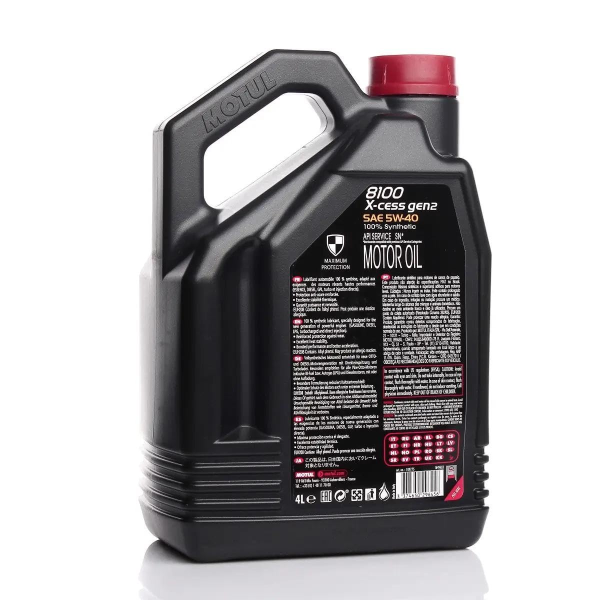 MOTUL Huile moteur 8100 5W-40 Huile ACEA A3/B4 API SN X-CESS GEN2 4 L