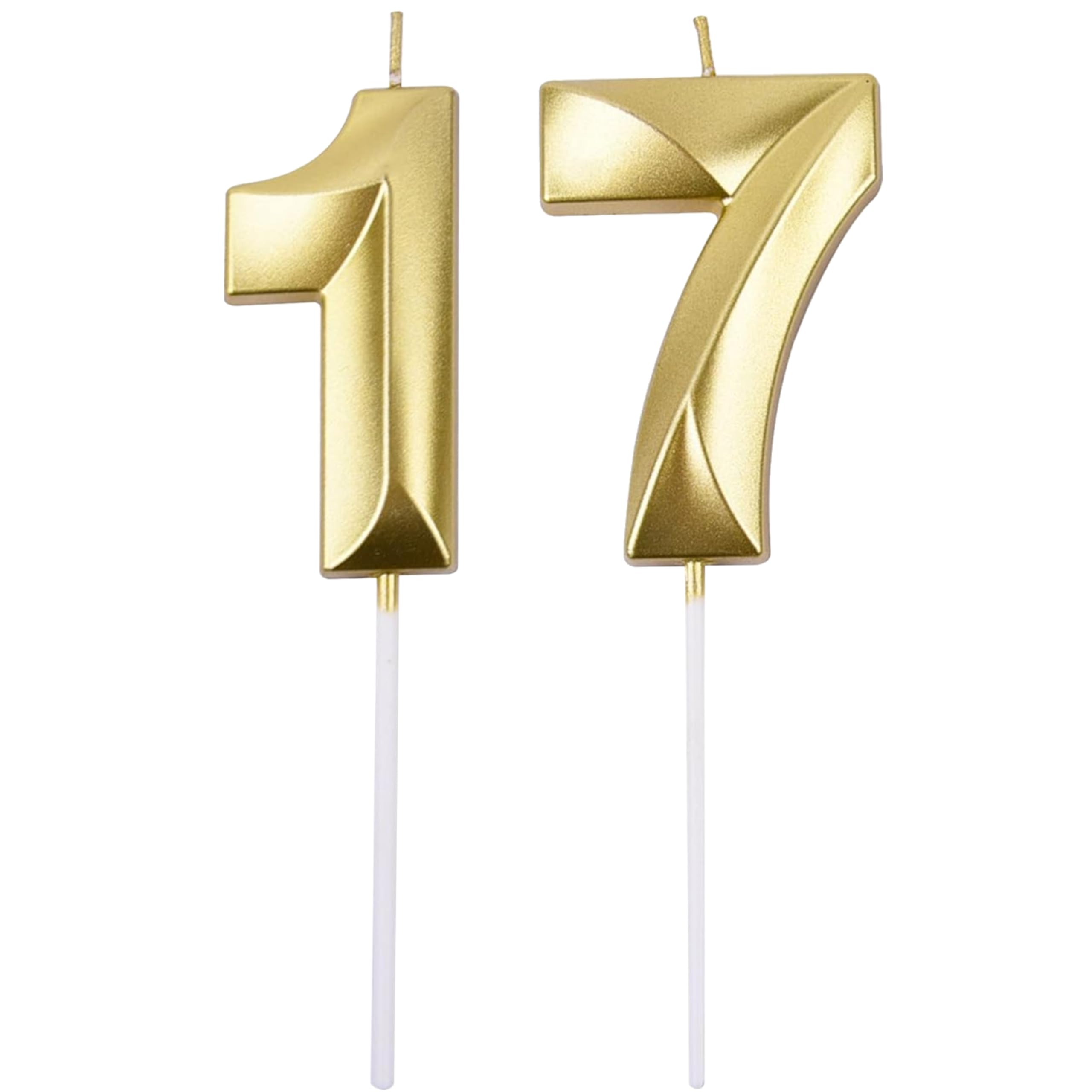 Gold Number 21 Birthday Candle Set - Elegant Cake Decoration -12