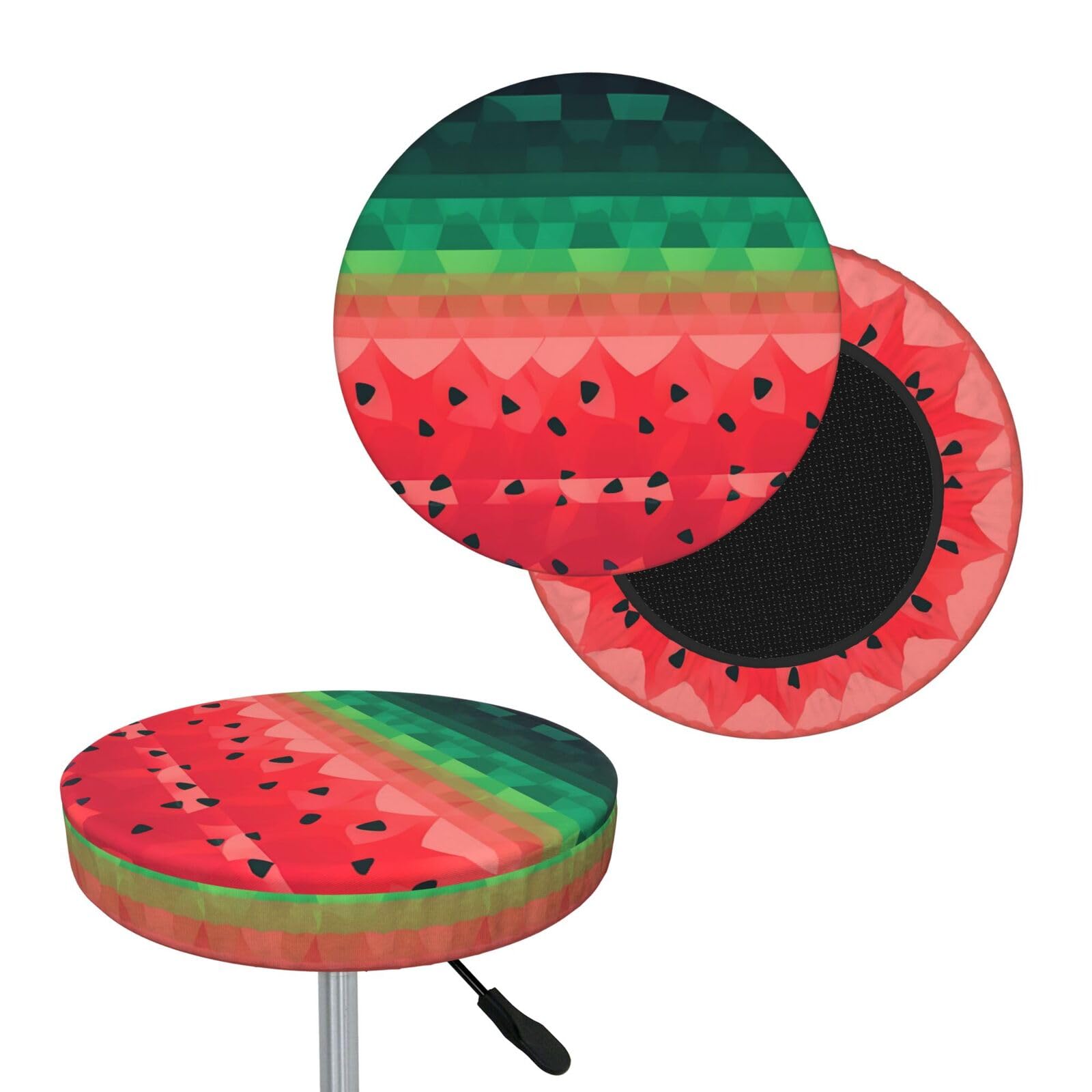 NONHAI Gradient Watermelon Bar Stool Cover Round Elastic Stool Cushion Covers Dustproof Bar Chair Cover Washable Stool Cushion Slipcover Stretch Stool Seat Covers for 12-14 Inch Chair