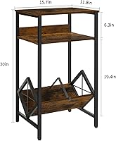 Vista 3 de YINMIT Soporte para discos de vinilo, soporte para tocadiscos, mesa auxiliar, almacenamiento de vinilo de hasta 65 álbumes, mesa de tocadiscos