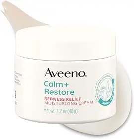 Aveeno Creme hidratante facial Calm + Restore para alívio da vermelhidão, não comedogênico, ceramida e vitamina B5, hidratante para pele seca, sensível, hipoalergênico, sem fragrância, 50 ml