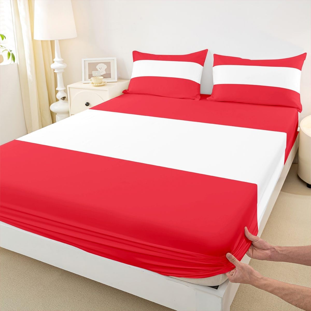 Feelyou Austrian Flag Bed Sheets Set Queen Size Austria Bed Set for Kids Boys Girls World Countries Deep Pocket Fitted Sheet International Flag Breathable Soft Lightweight Microfiber