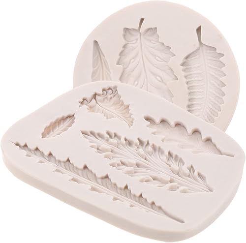EXCEART Moldes de fondant de hojas, 2 piezas, moldes de decoración de cupcakes, moldes de fondant de Navidad, moldes de chocolate para gelatinas,