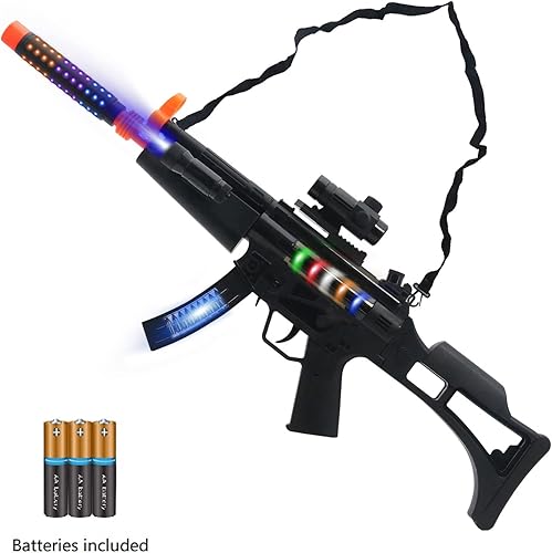 Miniatura 2 de Pistola de juguete MP5 con luces y sonidos, funciona con pilas, el mejor regalo para niños, luces intermitentes, sonido y vibración, cosas geniales