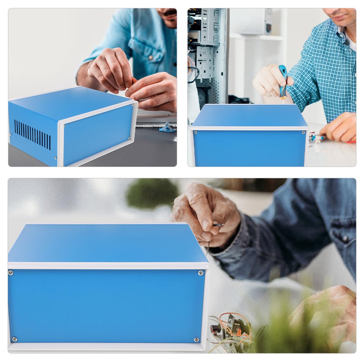 Alipis Caja Metálica para Conexiones de Energía y Proyectos Electrónicos Integración Sencilla y Diseño Elegante en Color Azul para Uso Eléctrico