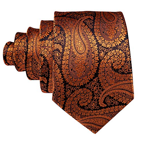 Image of Barry.Wang Men Tie Set Floral Paisley Silk Necktie Pocket Square Cufflinks Formal Wedding Party Business