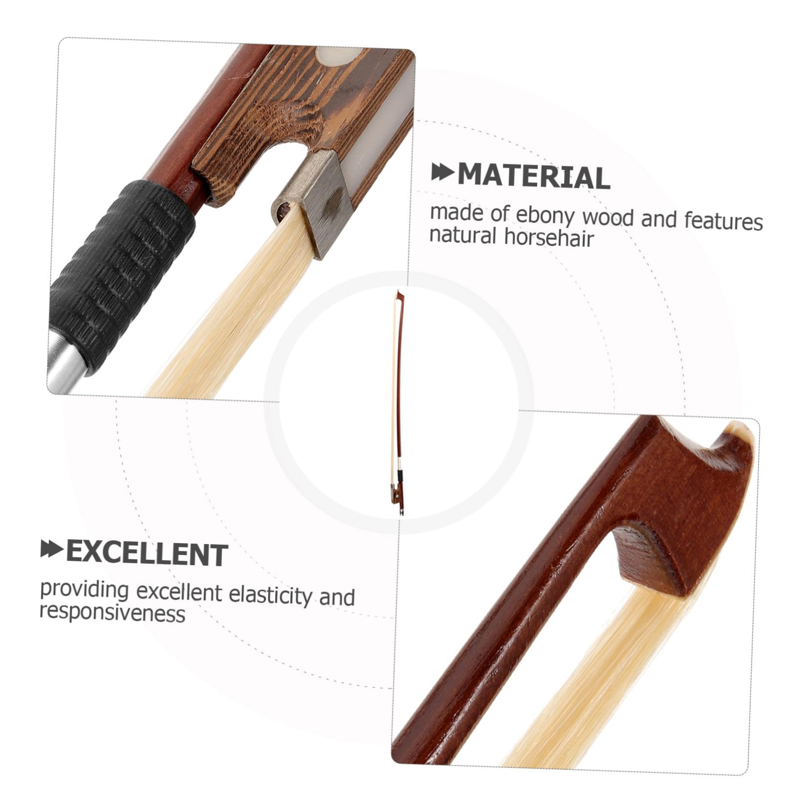 Levemolo Wooden Violin Bow Horsehair Beginner-friendly Musical Instrument Accessory