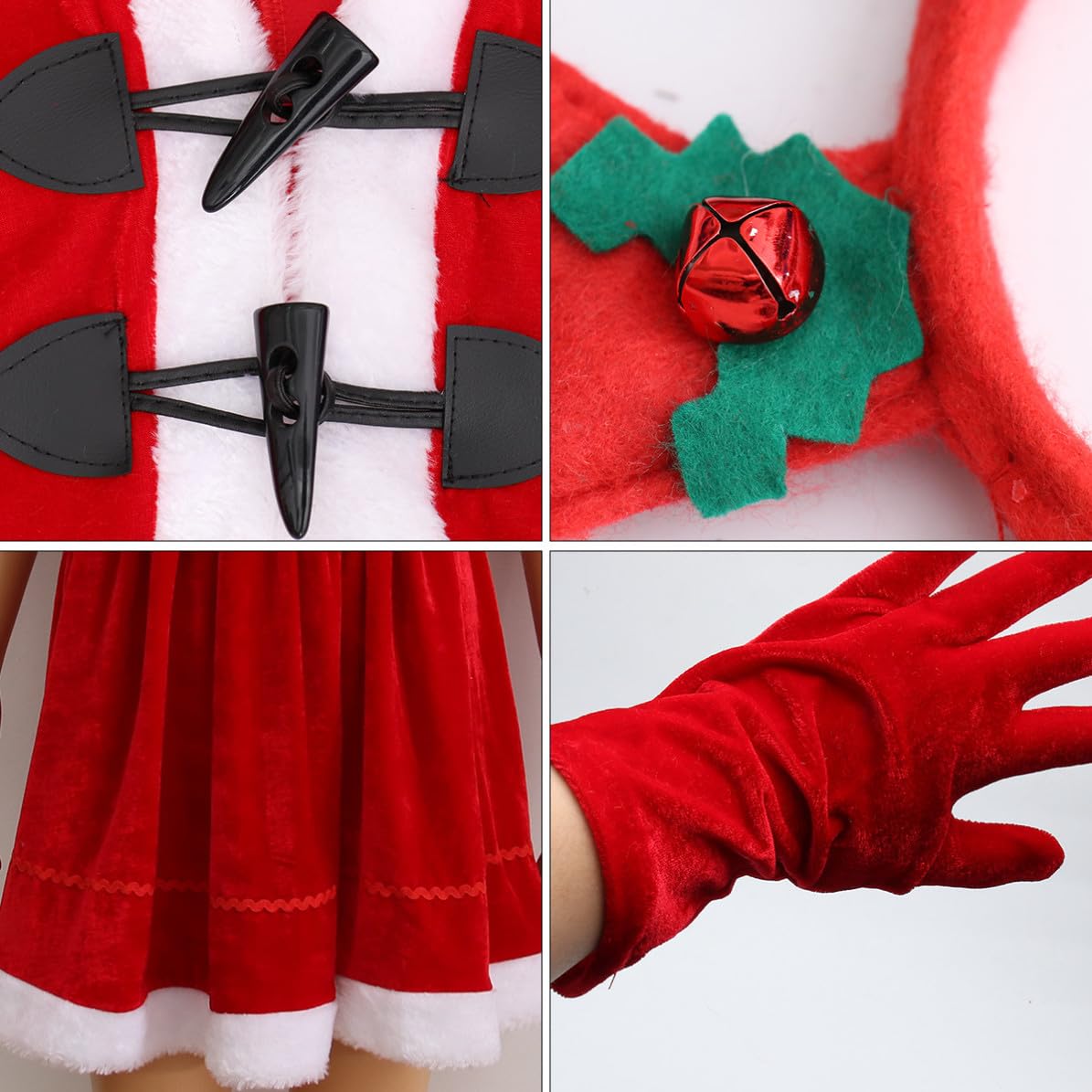 LALAFINA Costume Natalizio Rosso in Poliestere per Bambina, Stile Dolce | Abbigliamento per Natale e Vigilia, Atmosfera Festiva, Adatto a Evento e Cosplay