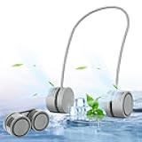 Generic Portable Hand Free Neck Fan, Foldable Personal USB Fan Rechargeable, 3 Speed Wearable Cooling Fan Neck Air Conditioner Gifts for Men, Women, Travel, Outdoor-Grey