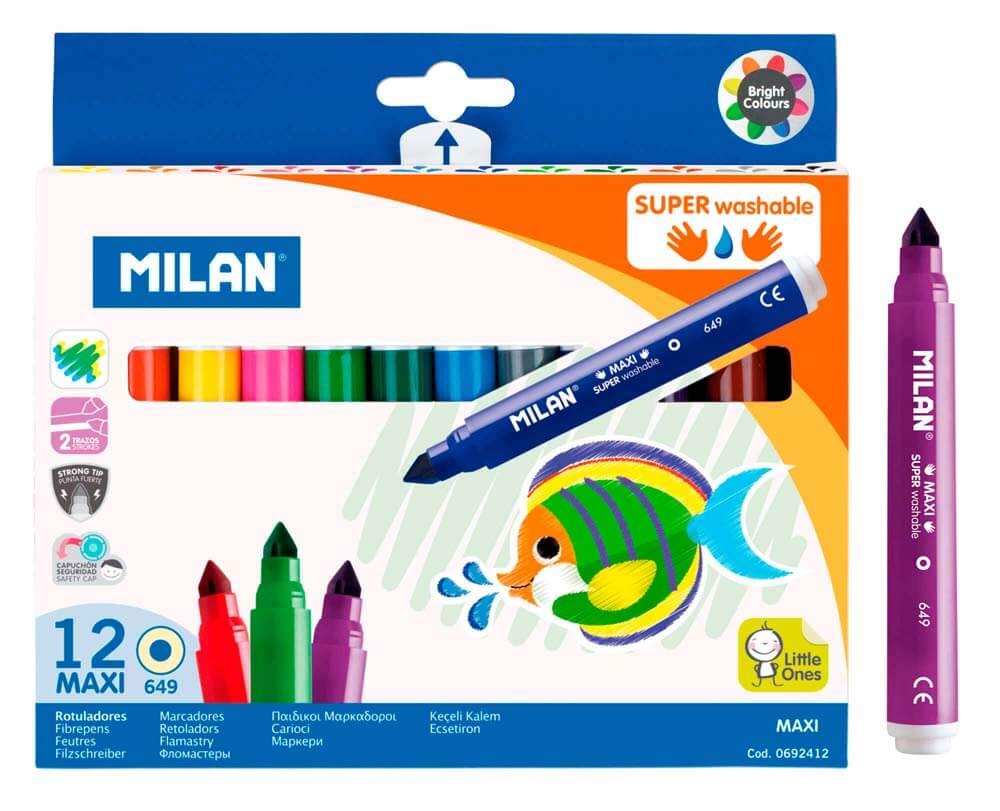 Milan 0692412 - Pack de 12 rotuladores super lavables