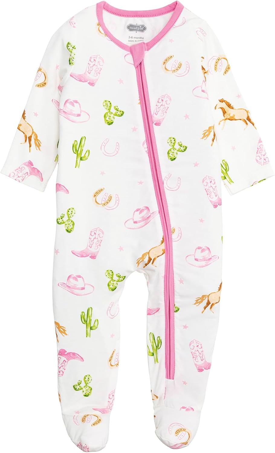 Mud Pie Baby Girl Pink Horse Zip Sleeper