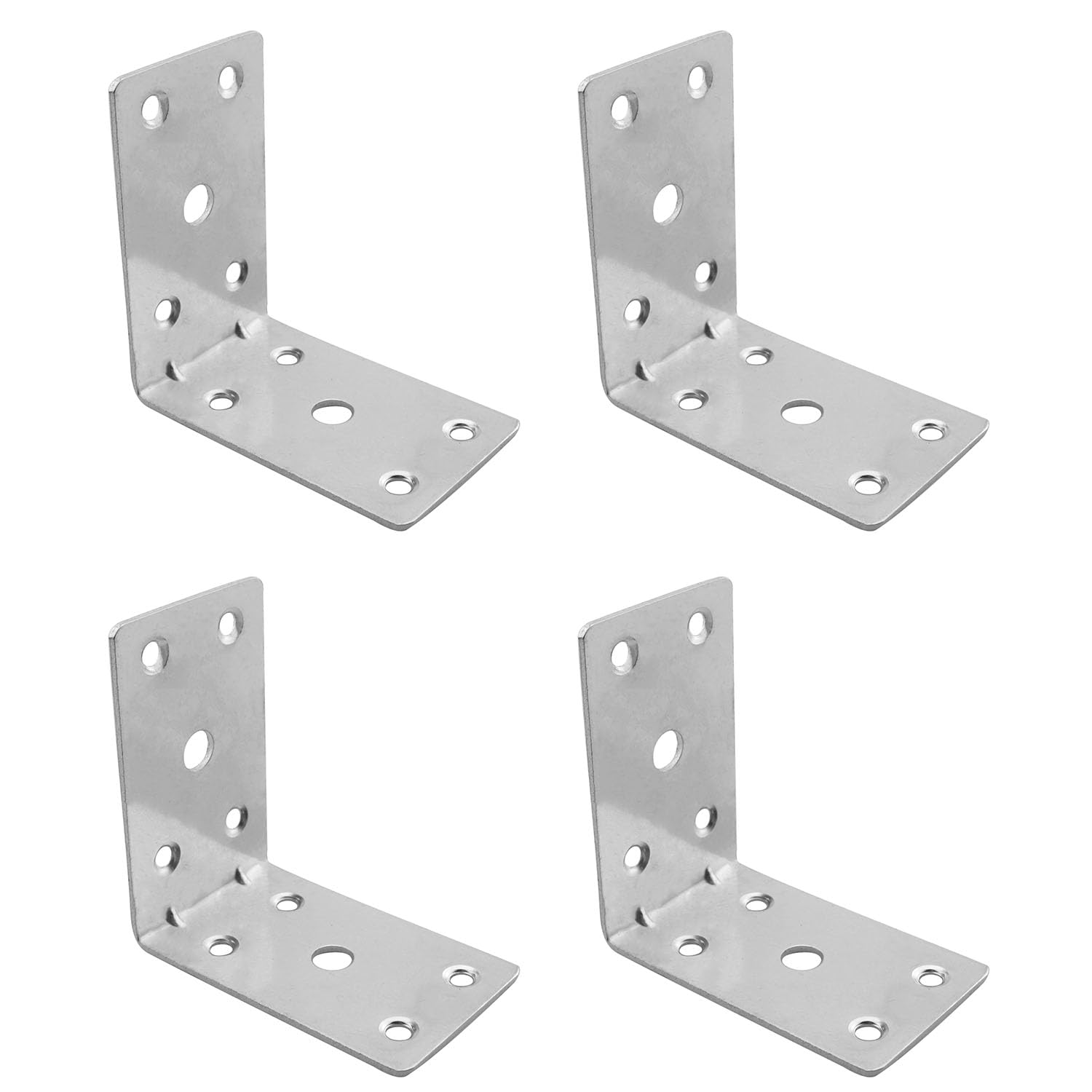 JCBIZ 4PCS 90 degree Corner Bracket L Brackets Wood HDG Angle Brackets Versatile Corner Brace L-shaped Angle Iron Cabinet Wardrobe Fixing Connector