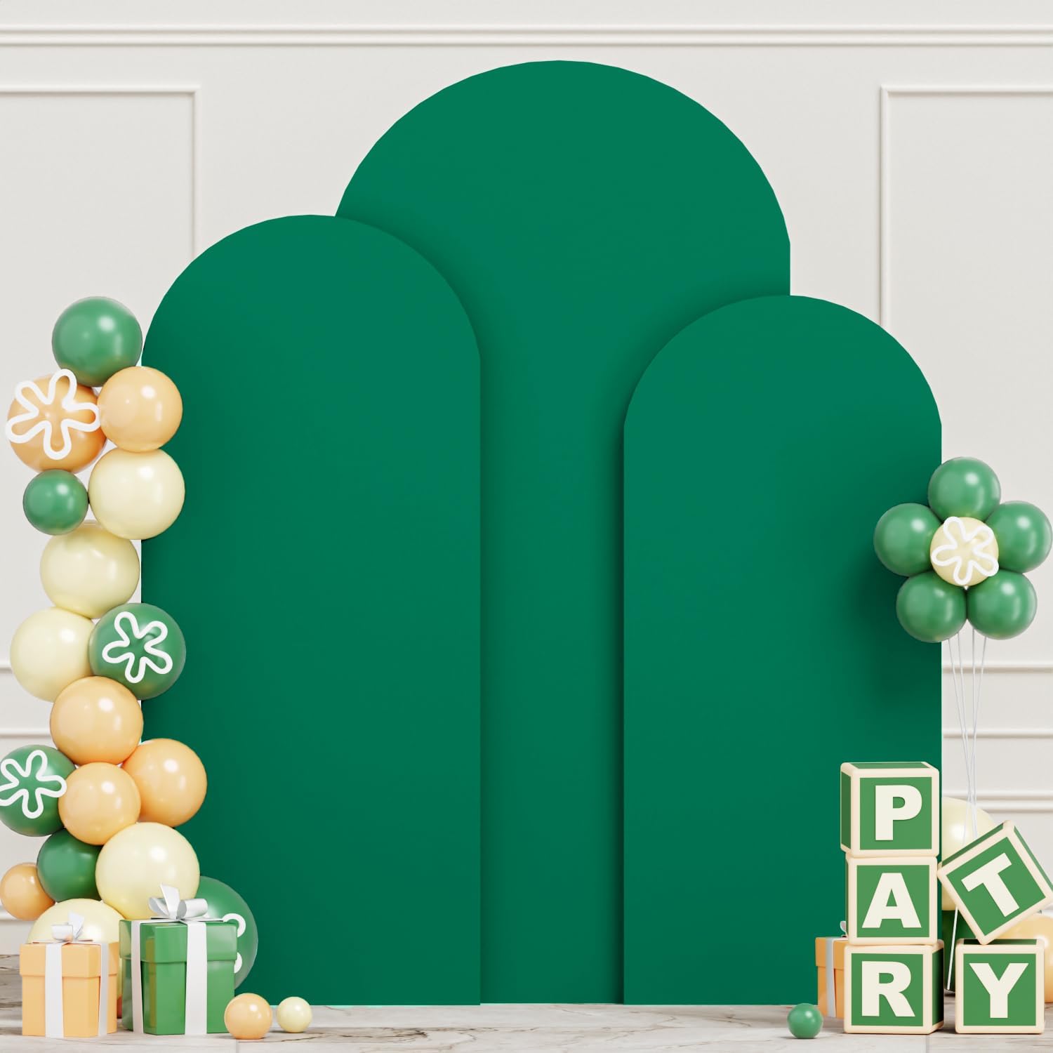 Green Arch Cover Set of 3 Arch Spandex Cover Green Arch Covers Stretchy Backdrop Spandex Fitted Arch Backdrop Cover Wedding Arch Cover 6FT 6.6FT 7.2FT Arch Frame Cover for Baby Shower Parties
