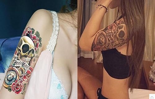 Miniatura 8 de DaLin - Tatuajes temporales extragrandes de manga completa y media manga para hombre y mujer, 20 hojas