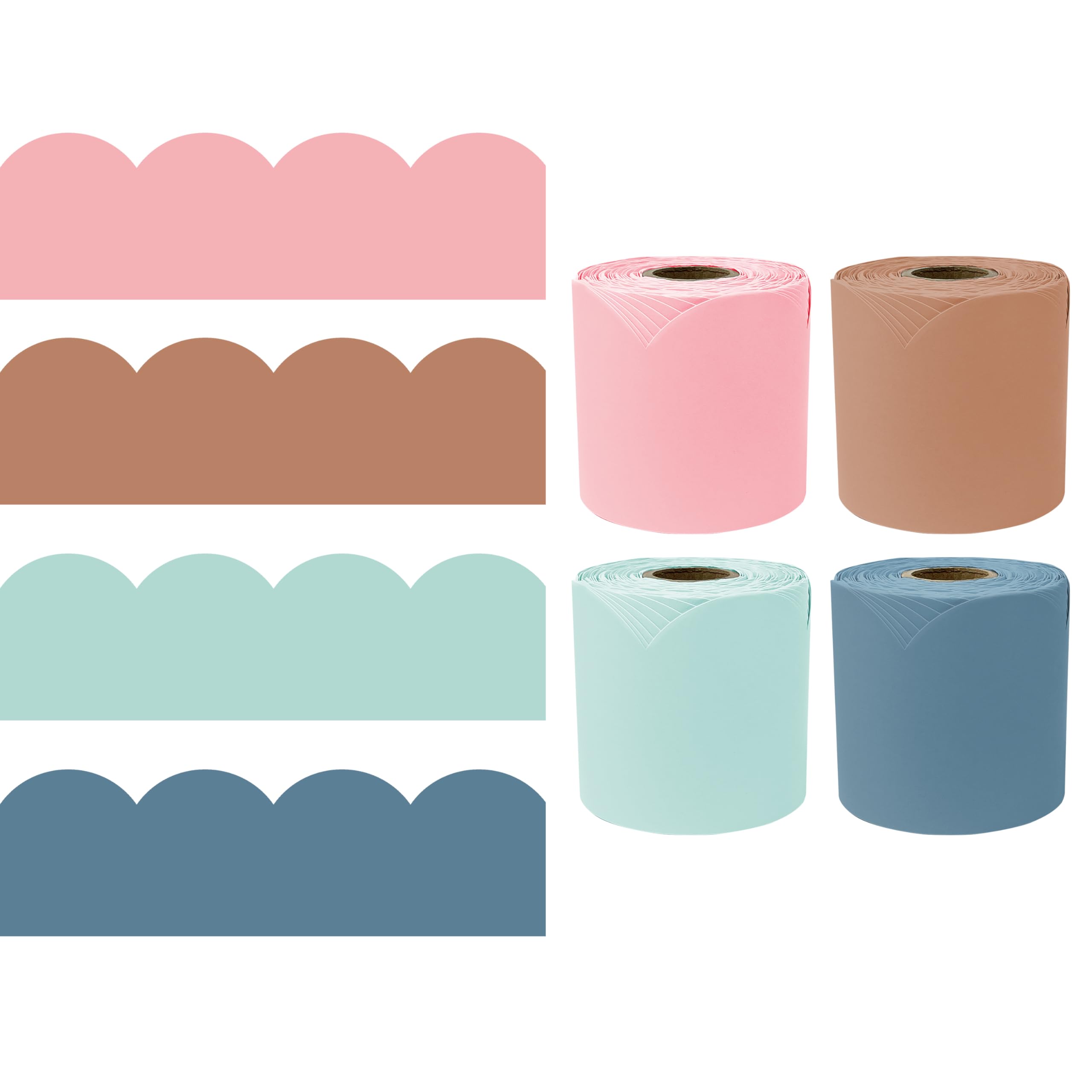 Carson Dellosa Boho Bulletin Board Borders - 260ft Pink, Green, Blue, Brown Calming Classroom Décor, Teacher Supply, School, Office Cork or Whiteboard