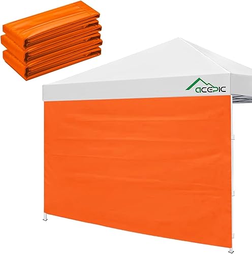 Paredes laterales de tienda de campaña instantánea para toldo desplegable de 10 x 10 pies, impermeable 210D, 3 paredes laterales, naranja (solo 3