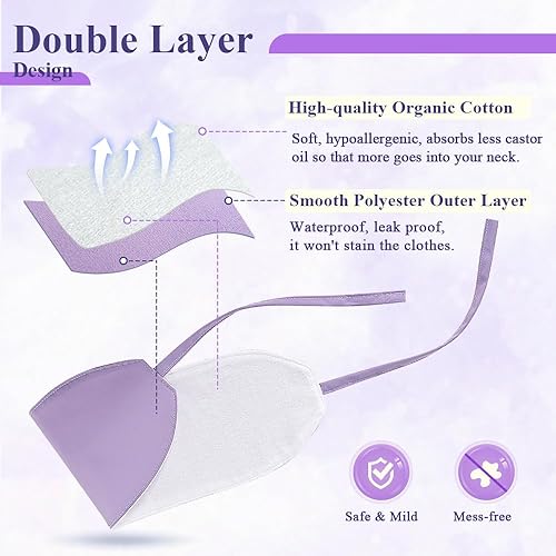 Miniatura 4 de Paquete de aceite de ricino para tiroides, compresa de aceite de ricino orgánico, almohadillas de compresión para el cuello, algodón reutilizable,