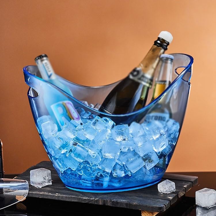 Cubo de Hielo ﻿Cubo de Hielo acrílicoCubo champán Gran capacidadCubo pellets for barraCubo Lleno Cubo de Hielo frío para Barra(Blue)