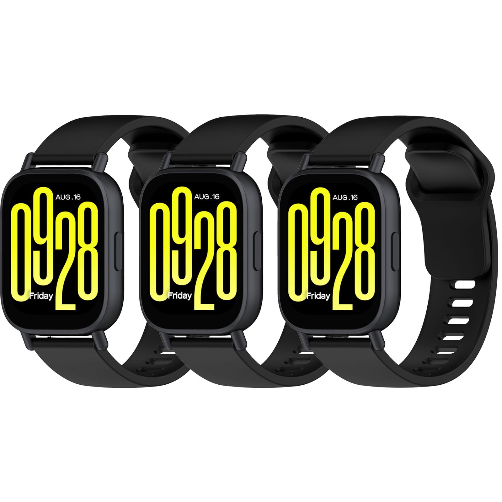 Garmcool 3 Pack 22mm Bands Compatible for Xiaomi Redmi Watch 5 Active/Lite Strap Black, Black, Black, for Women Men Soft Silicone Sport Replacement Straps (No Watch) — image 1