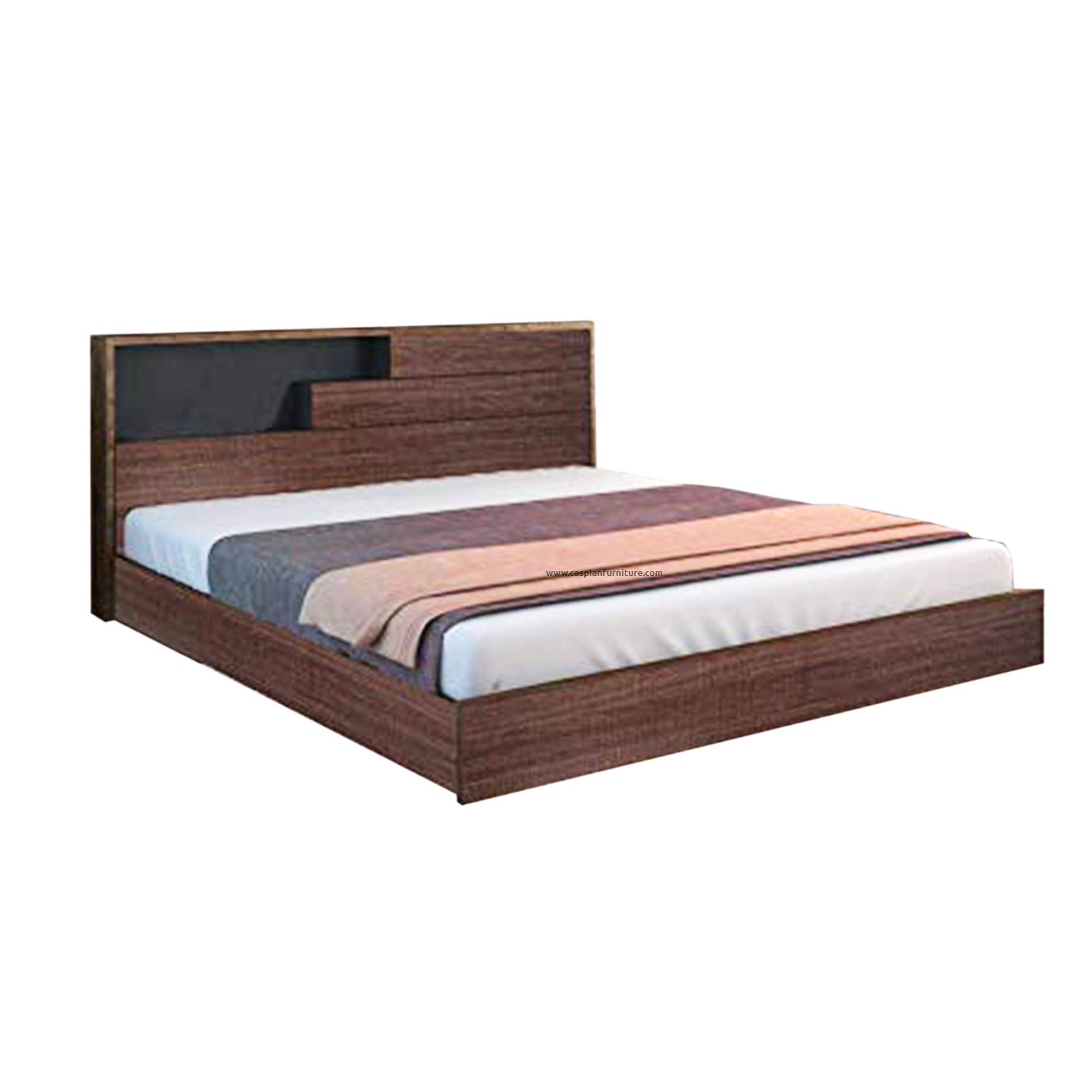 CASPIAN Furniture Stylish Modern Style Queen Size Bed with Designer Shelves & Storage/Mattress Size 72 x 60 Inches (Asian Brown Textured, Without Mattress, Engineered Wood)-image-35