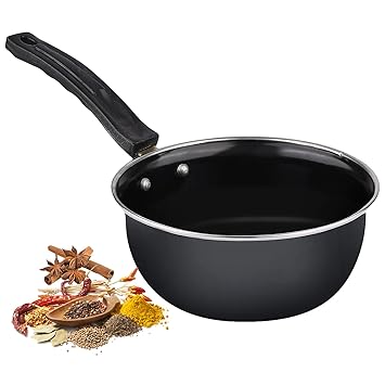 KISHI Non Stick Fry Pan, Sauce Pan and Tadka Pan Cookware | Nonstick Induction Base Aluminium Pan (Black) (Sauce Pan/Fry Pan)