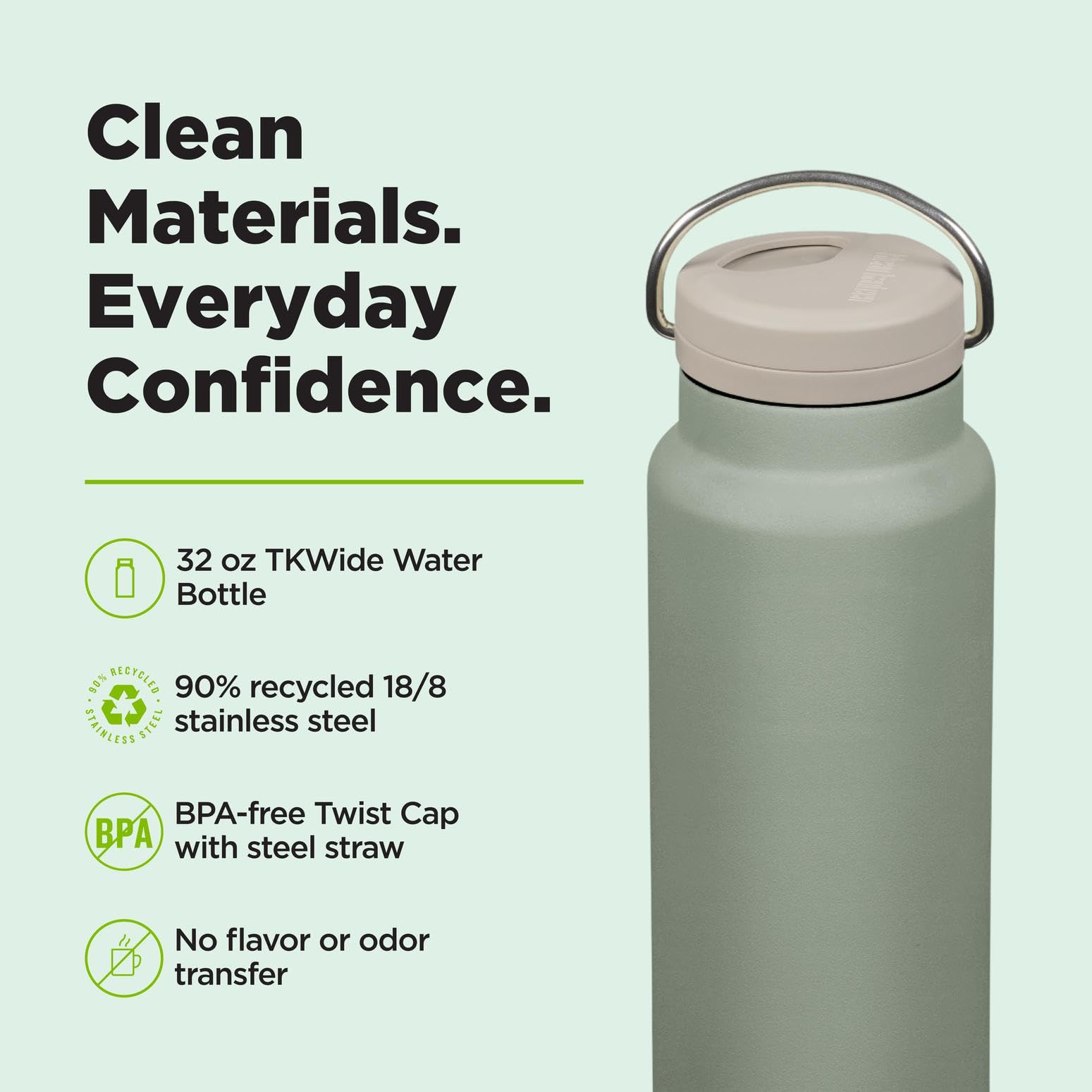 Klean Kanteen Garrafa de tampa giratória larga 946 ml, 1 EA