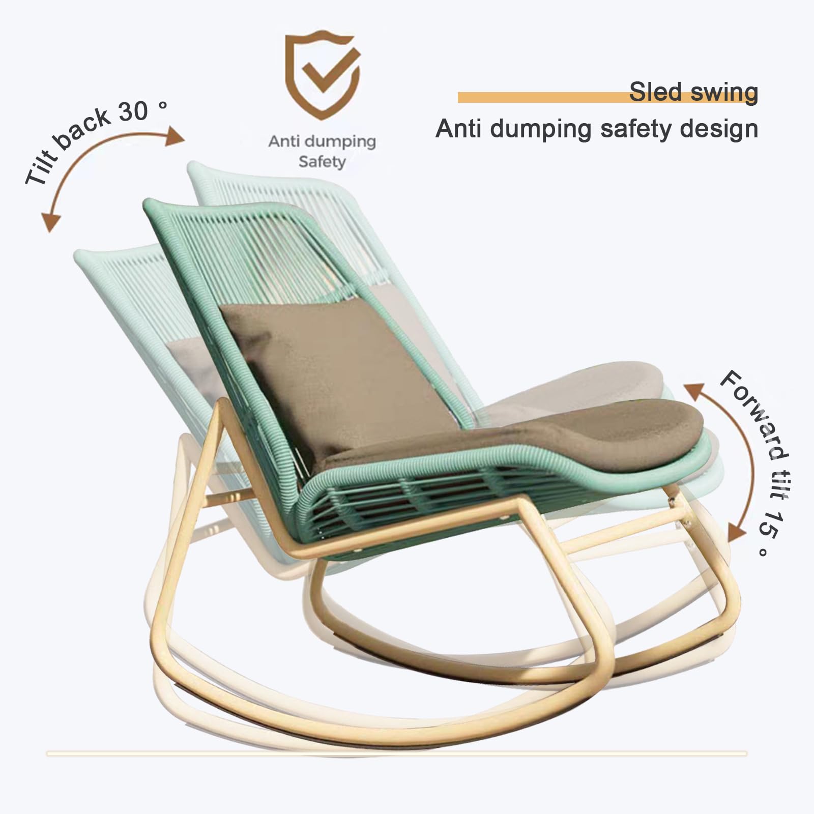 Poltrona Imbottita per Allattamento, per cameretta dei Bambini, Moderna Struttura in Metallo Intrecciata a canne per cameretta dei Bambini, Soggiorno, Patio, Cortile, Balcone