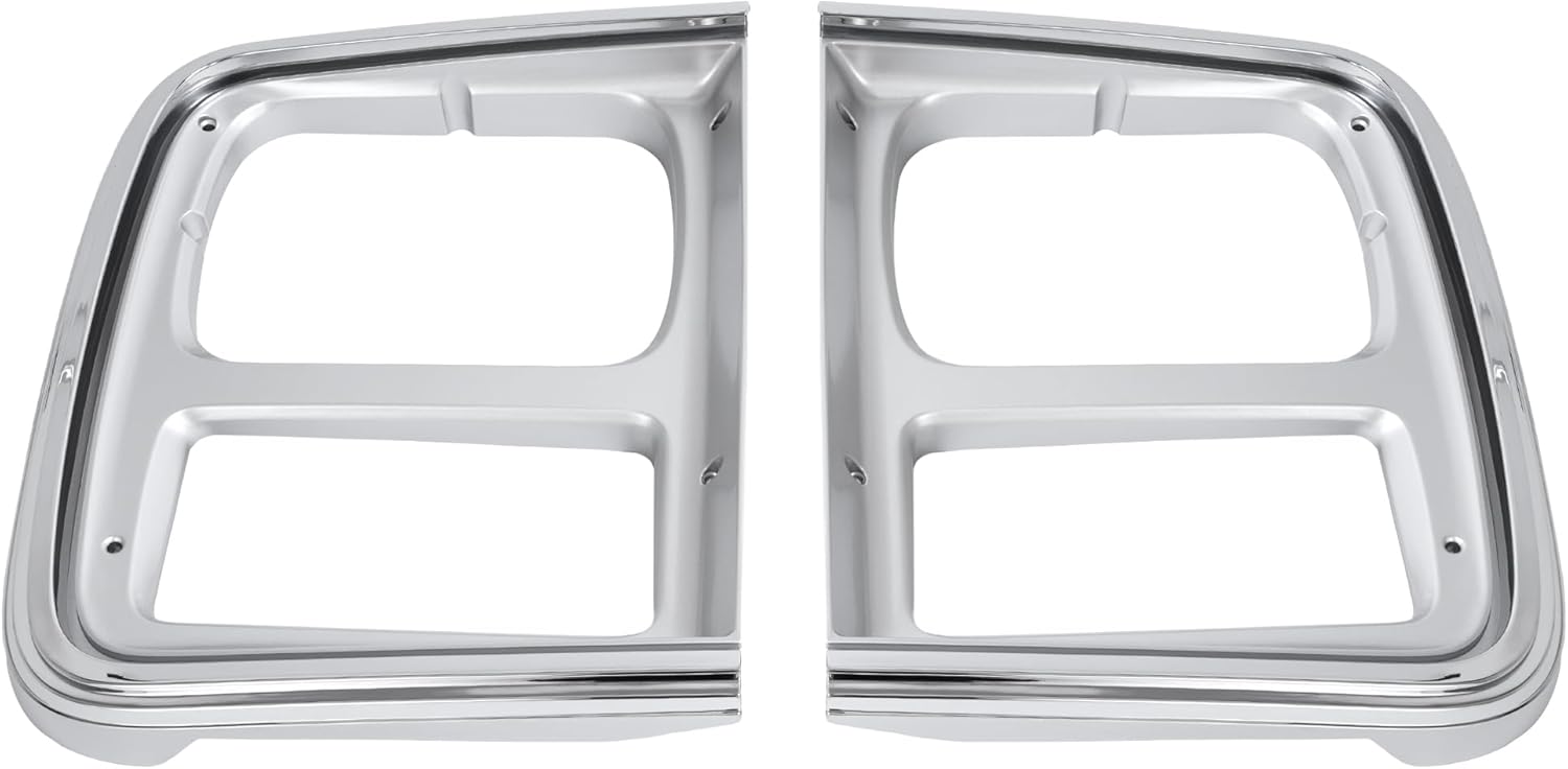 ALMULOO Pair Headlight Bezel Cover Door Compatible with 1985-1991 Chevy Chevrolet G10 G20 G30 GMC G1500 G2500 G3500 Replacement for GM2513123 GM2512123 Plastic(ABS) Chrome+Painted Silvery Left&Right