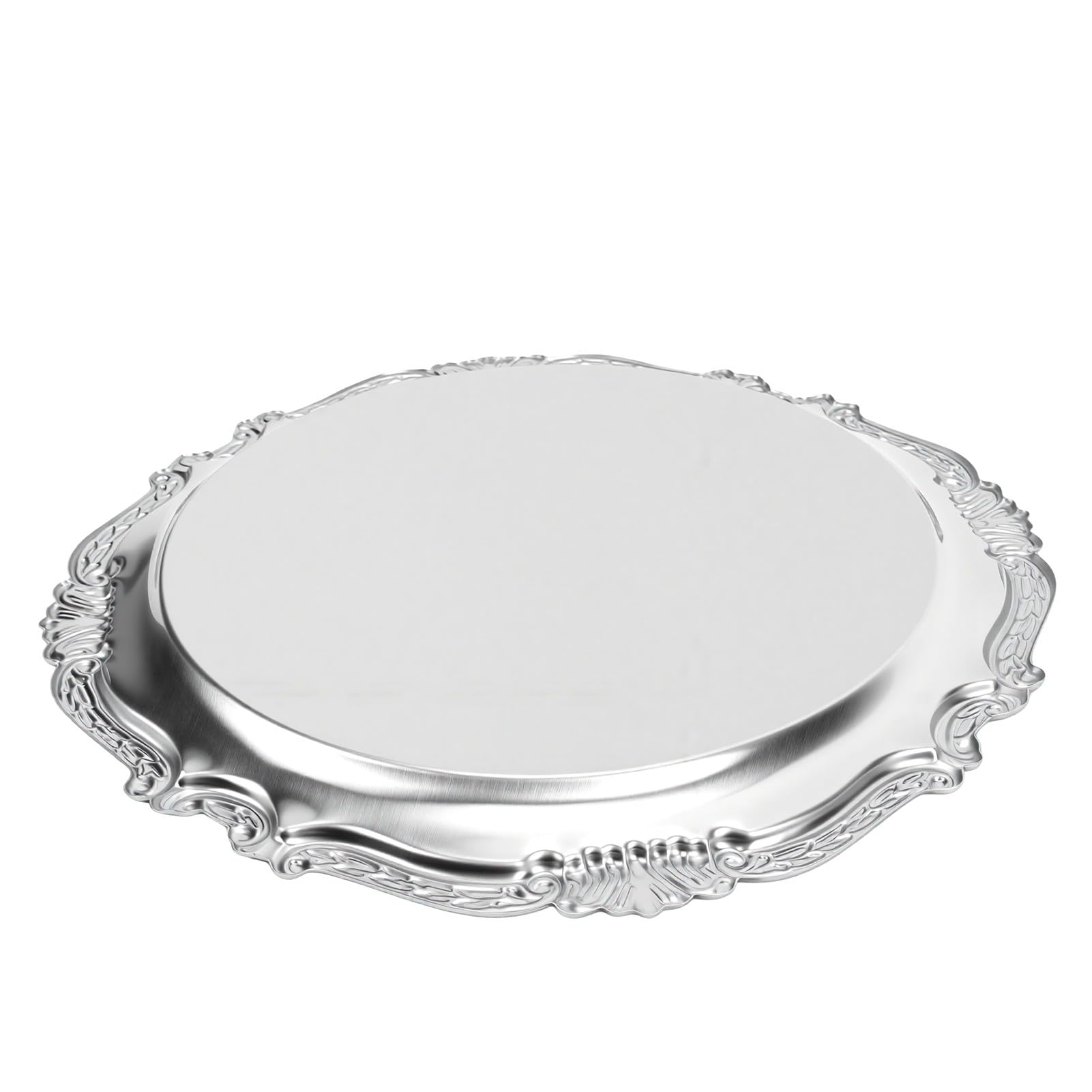 Tnfeeon Plateau de Service en Acier Inoxydable 304, Rond 32.5 Cm, Fini