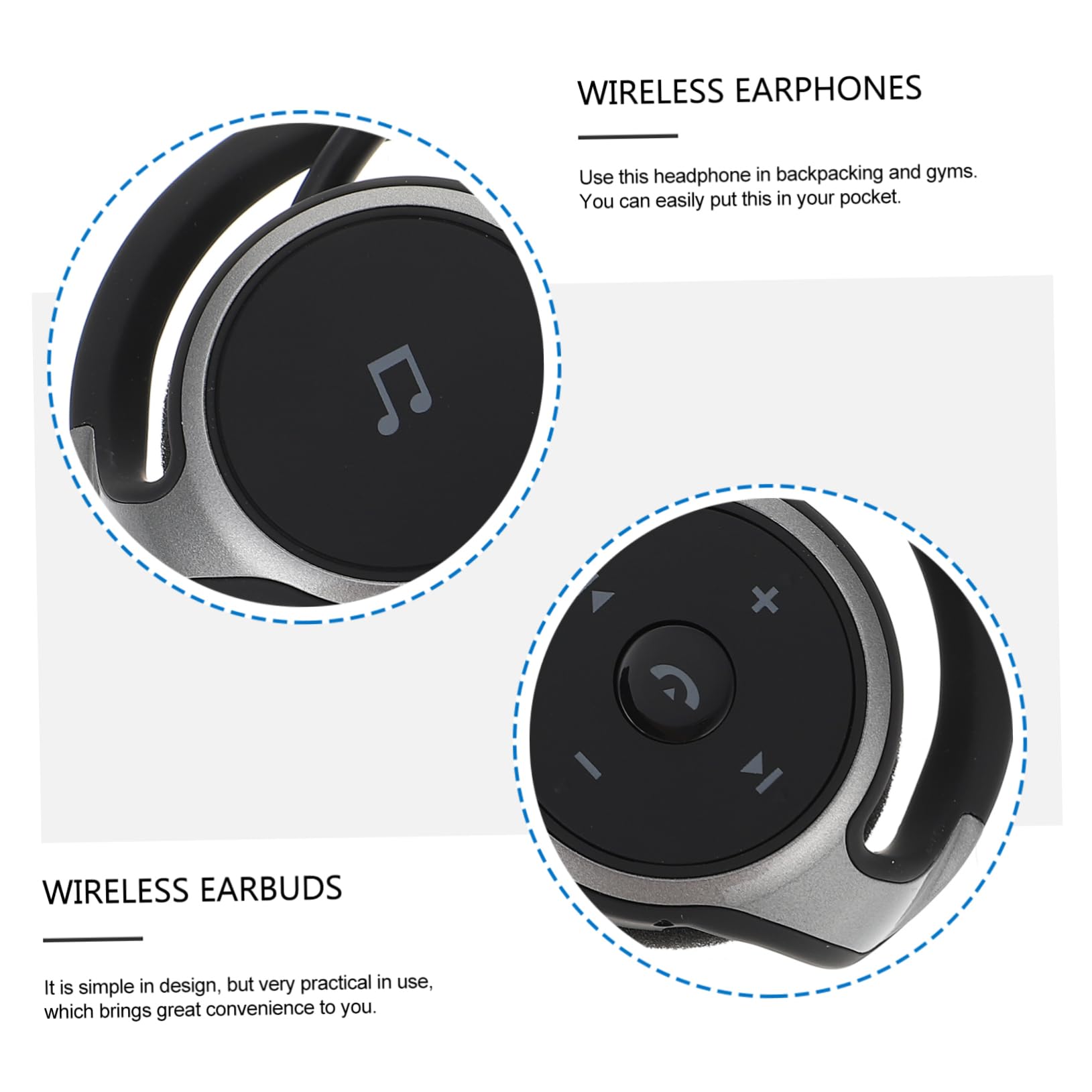 Operitacx Auricolari Wireless Sport Gancio, Cuffietta senza Filo con Tecnologia 4.1, Design Ergonomico e Comodo Occhiali, per Corsa, Nero