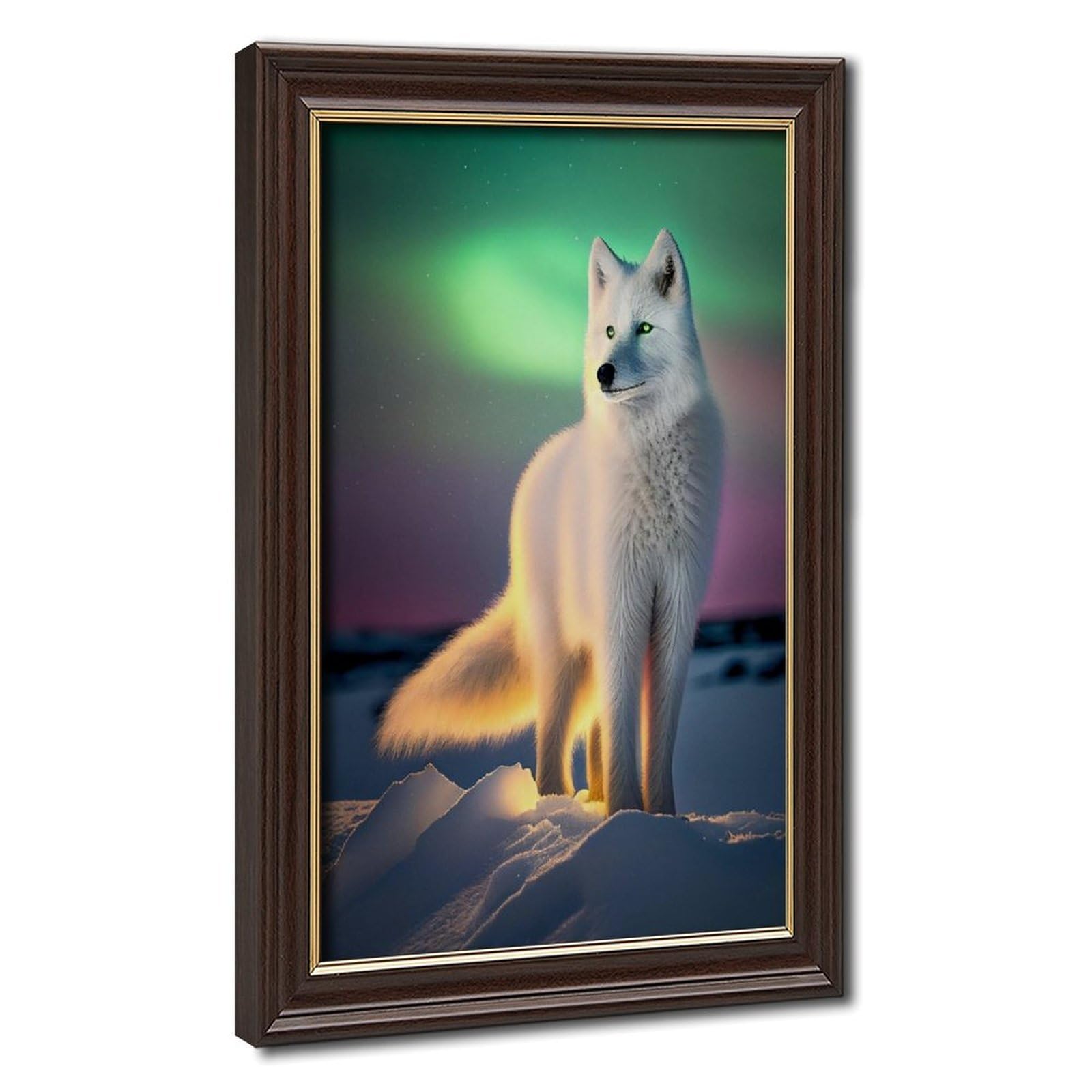 Bareronor Mokume Gane Frame-Style Arctic Fox Canvas Poster For Living Room Decor Gift