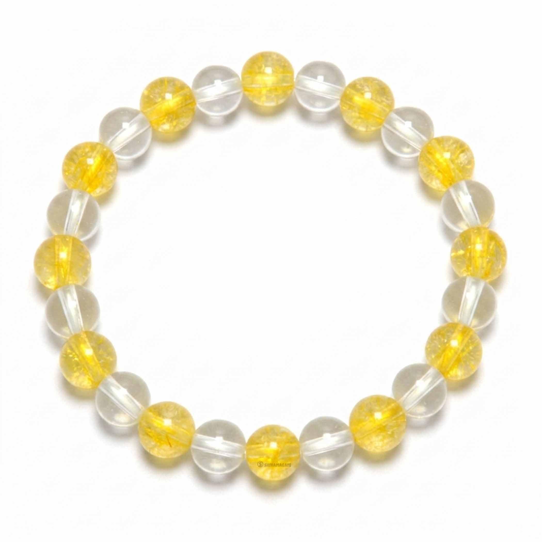 SHIVAMAGATE Golden Pyrite Bracelet 8mm Natural Gemstone Money Magnet Crystal Bracelet for Men Women Wealth Luck Prosperity Reiki Healing Energy Balance Chakra Jewelry