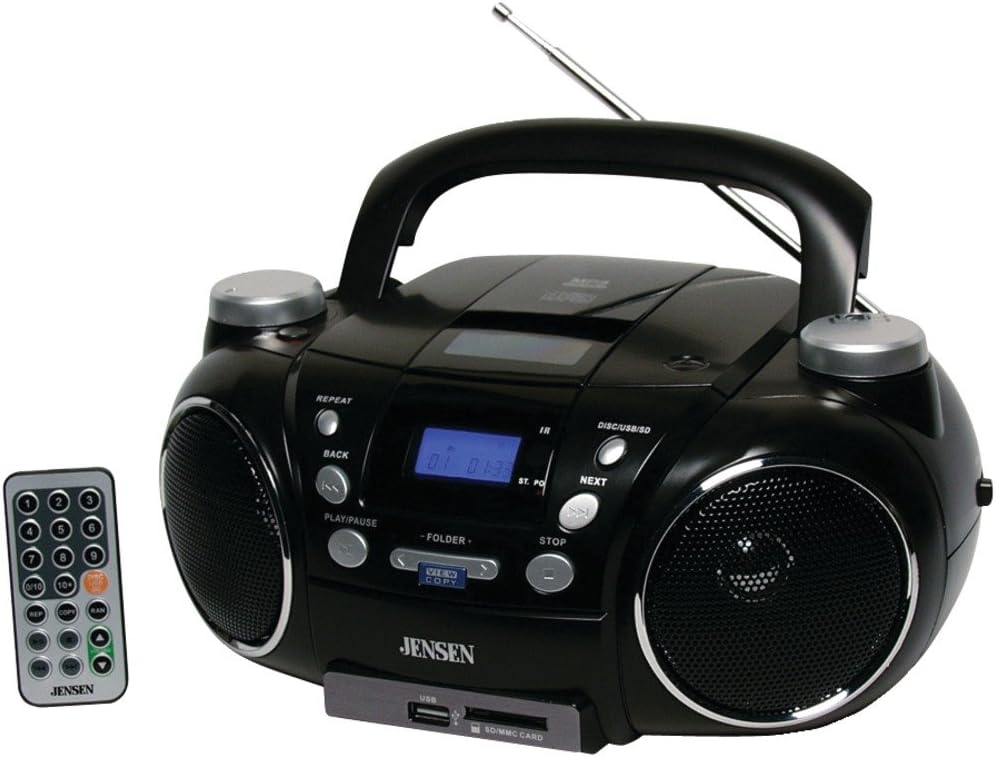 Jensen CD750 Portable AM/FM Stereo CD Player with MP3 Encoder/Player (Black)