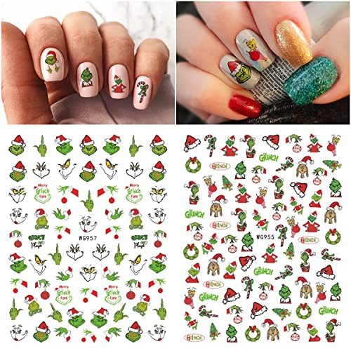 Christmas Nail Art Stickers Decals 3D Self Adhesive Nail Design Christmas Nail Stickers Winter Xmas Christmas Nail Decals For Women Girls Christmas Nails Decoration Diy New Year Manicure 8 Sheets #TOP3