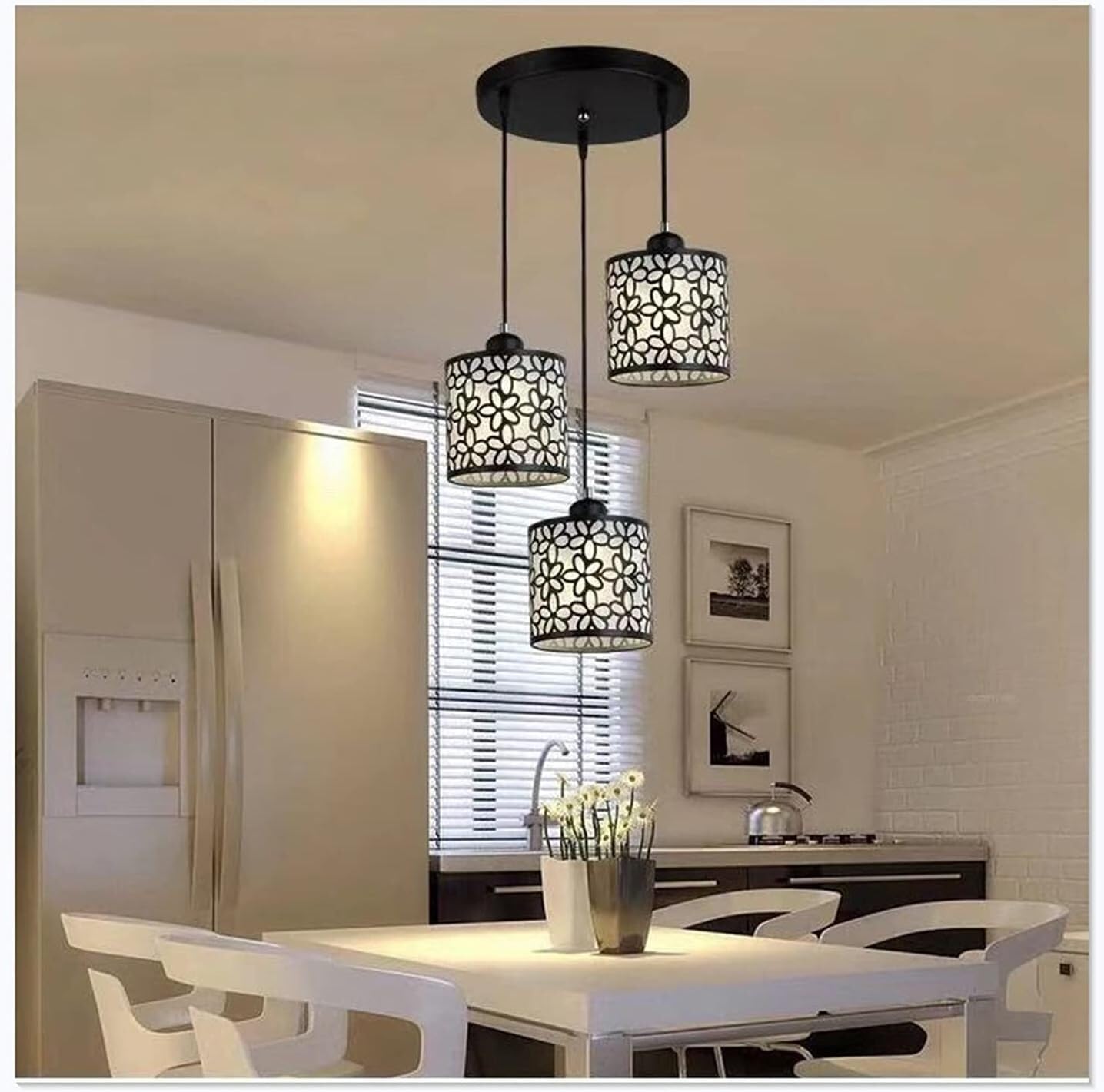Lustre E27 en fer forgé fleur plafonnier design creux pour salon