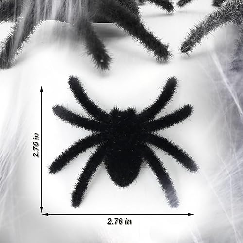 Miniatura 2 de Decoración de araña de Halloween, araña falsa de plástico peluda para decoración de Halloween, carnaval, accesorios de broma de miedo (negro + gris,