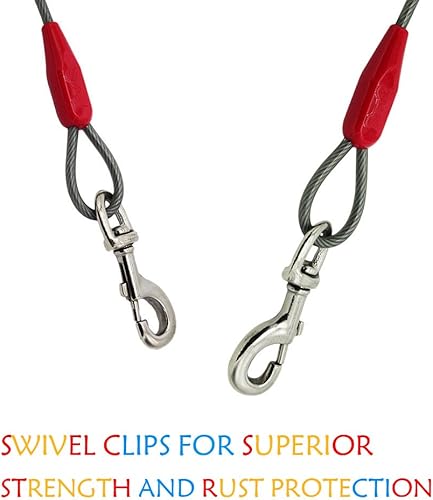 Miniatura 4 de Petest Cable de amarre de 25 pies con cubierta de crimpado para perros de hasta 250 libras