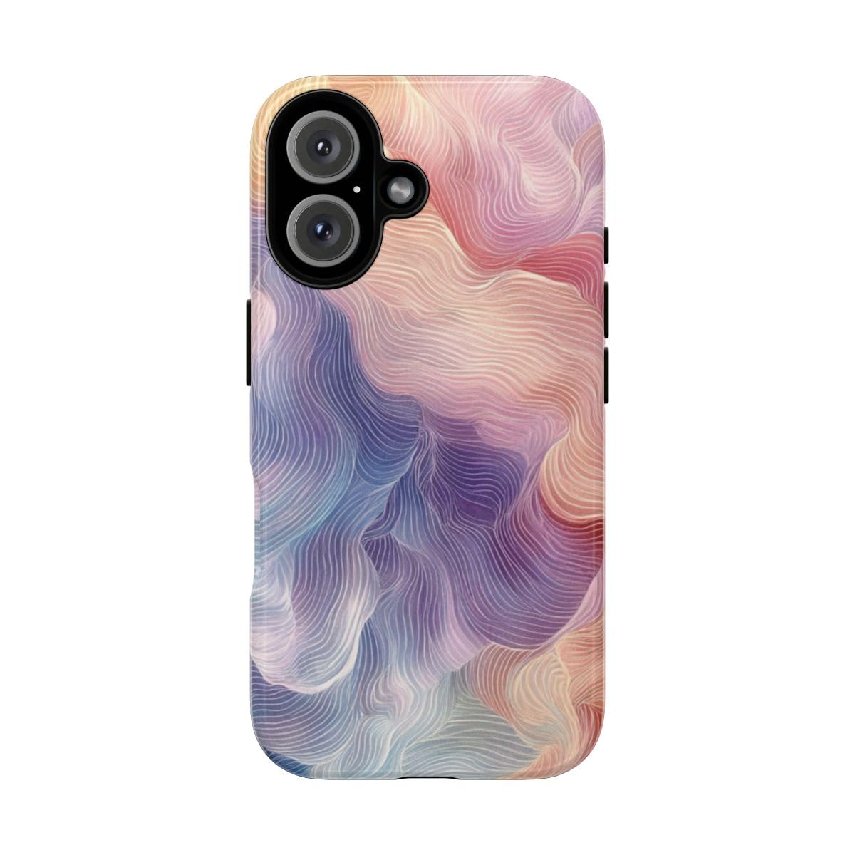 Coque iPhone 16 rigide brillante vagues pastel violet de protection - 5